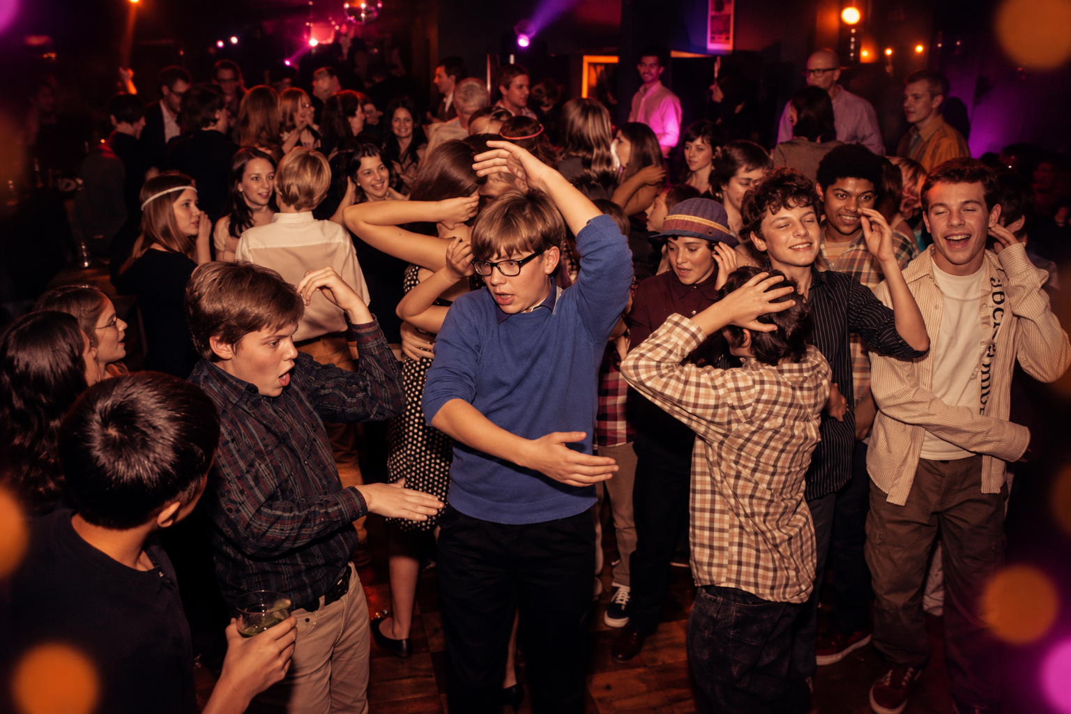 A crowded dance floor mid-song